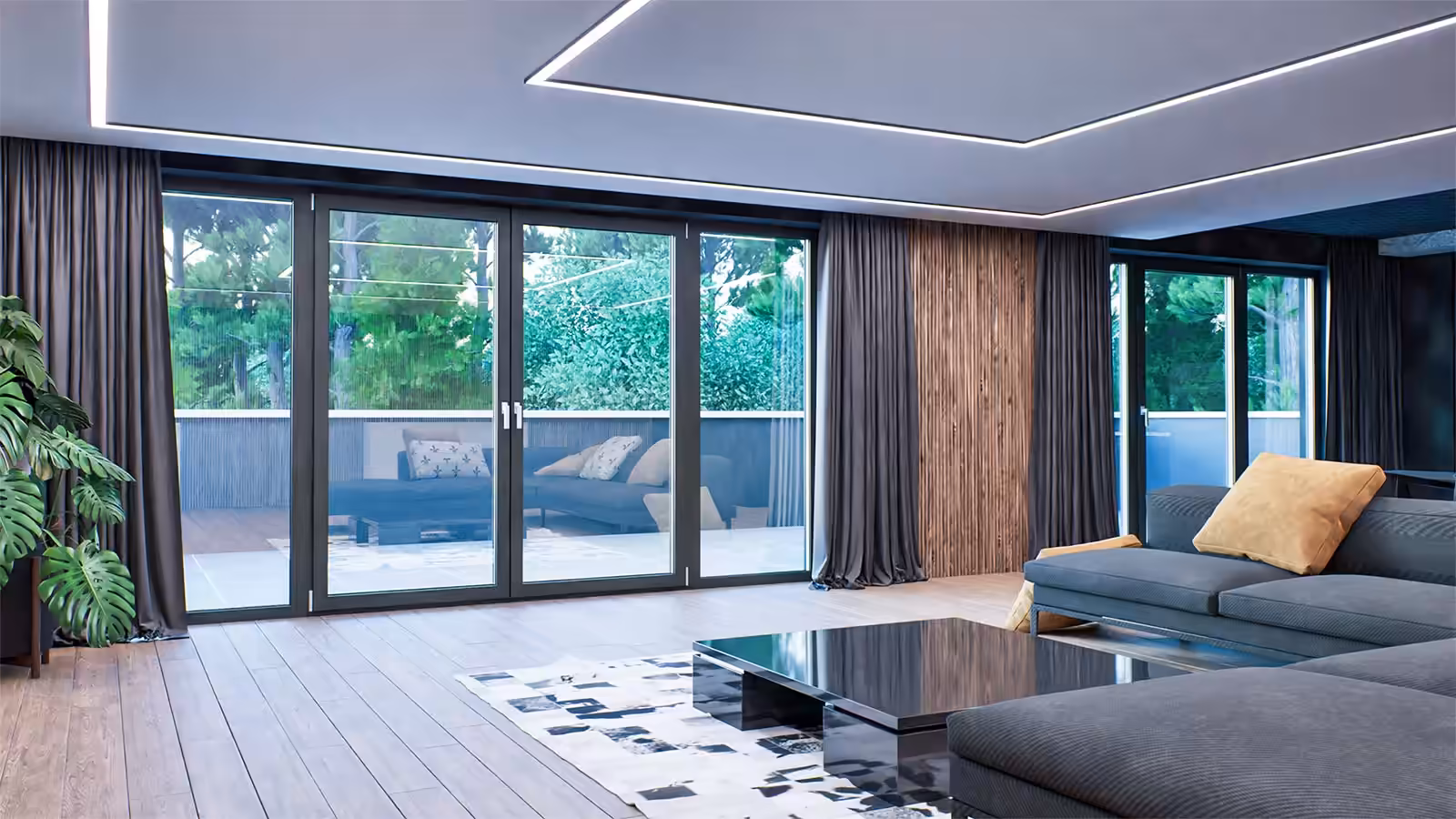 Moderne stue med store DRUTEX-vinduer