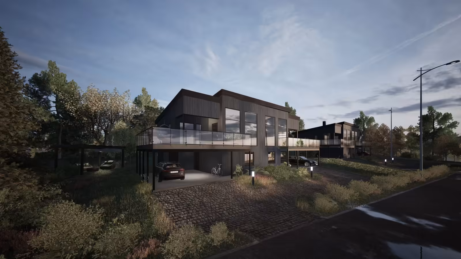 Prosjektvisualisering av moderne boliger fra Insane Architects